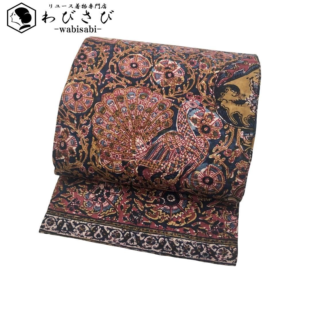 京袋帯 染柄 動物 虎 孔雀 花模様 創作 O-5749