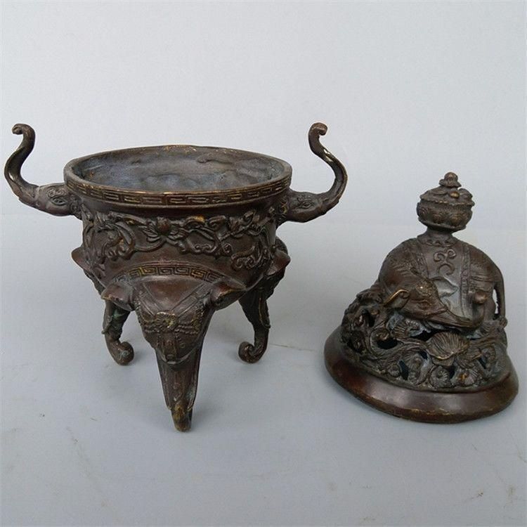 銅器 香炉 吉祥象薫香炉 仏堂香具茶台 置物 装飾品 工芸品 - メルカリ