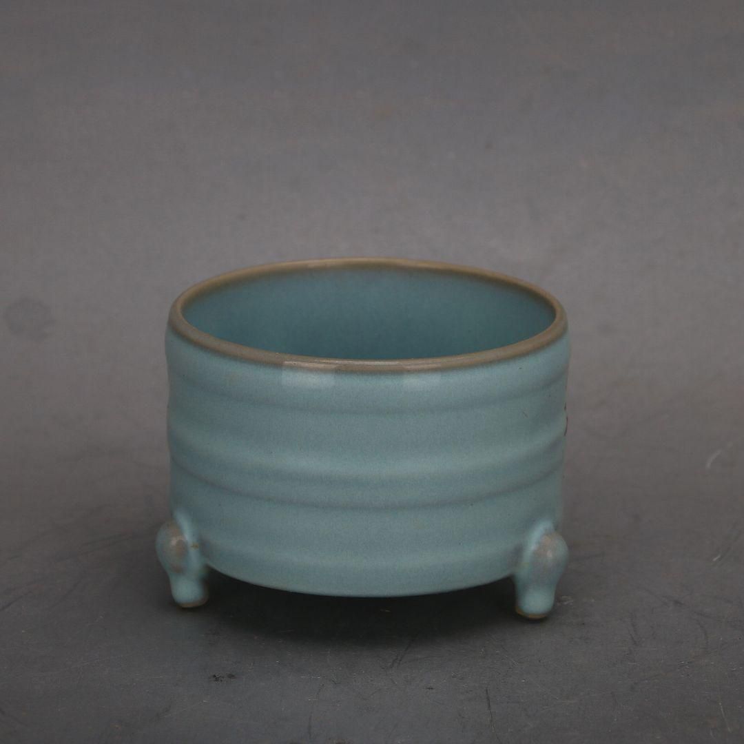 宋汝窯天青釉徽宗御題千字文草書三足香炉 陶磁器 装飾品 現代工芸品