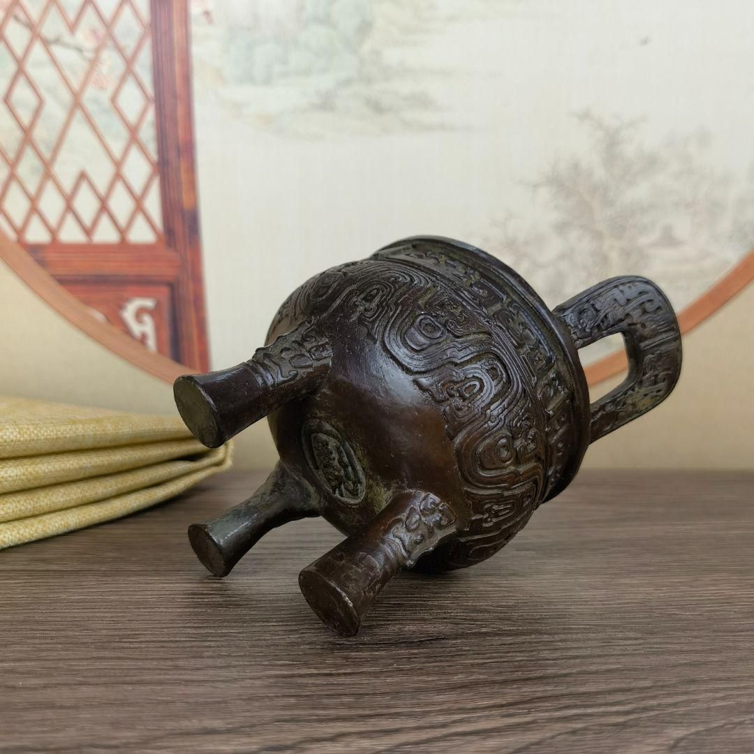 香炉 三足双耳銅鼎 線香炉 仏堂供養炉 装飾品 工芸品 置物 - メルカリ