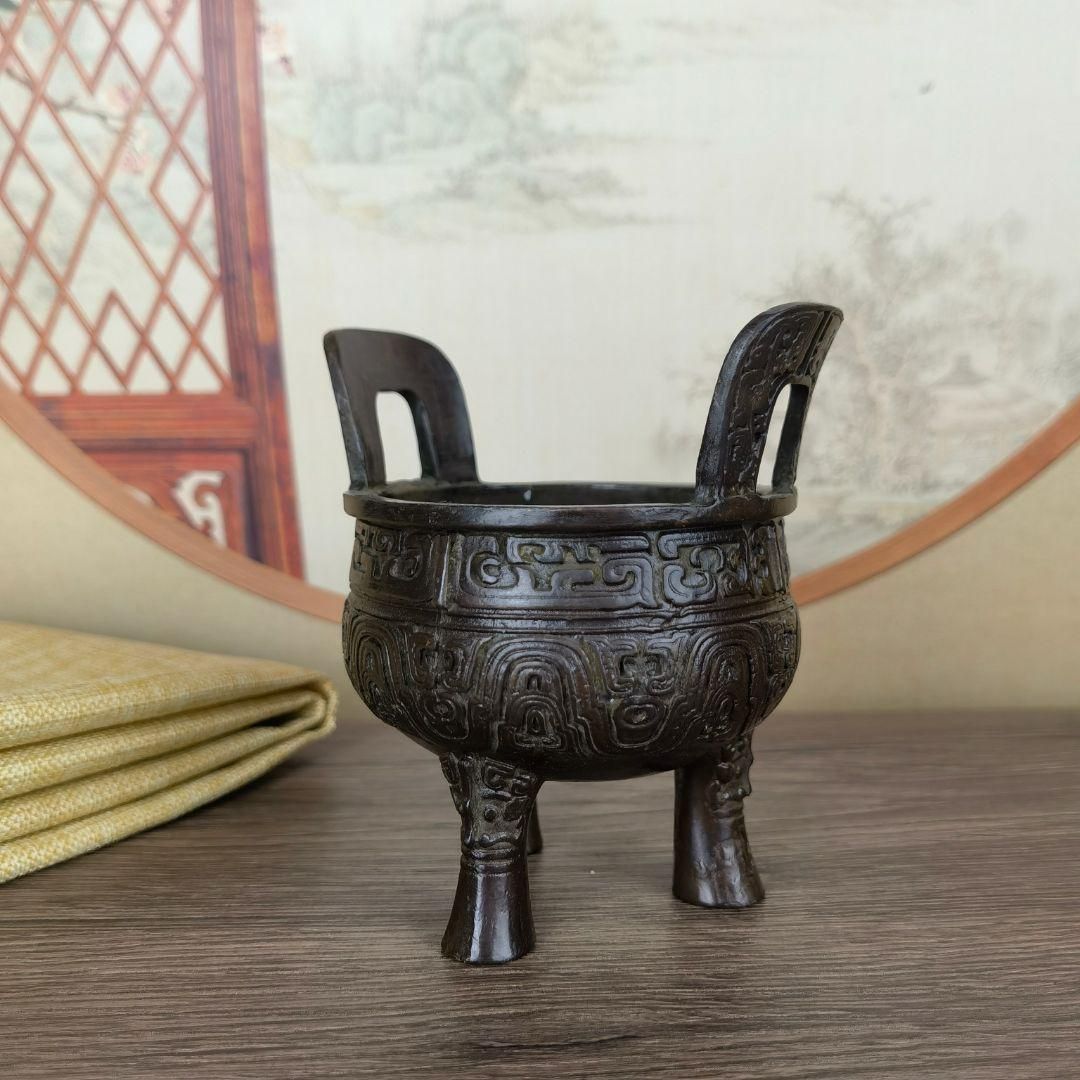 香炉 三足双耳銅鼎 線香炉 仏堂供養炉 装飾品 工芸品 置物 - メルカリ