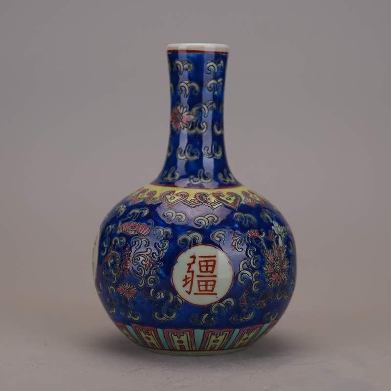 清乾隆粉彩胆瓶 挿花器 景徳鎮 陶磁器 装飾品 現代工芸品 美術品 置物