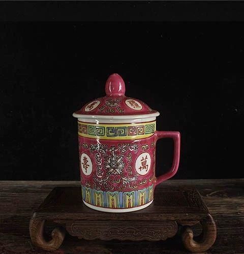 グリーンパステル万寿無彊将軍缶 景徳鎮 陶磁器 装飾品 現代工芸品