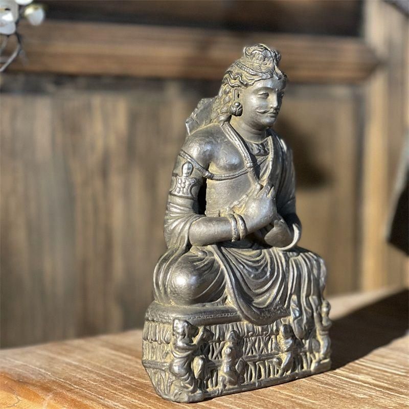 弥勒仏仏像 銅製 仏像 彫刻 置物 開運 風水 仏教美術 石像 石仏 弥勒菩薩坐像 彫刻 置物 開運 風水 - メルカリ