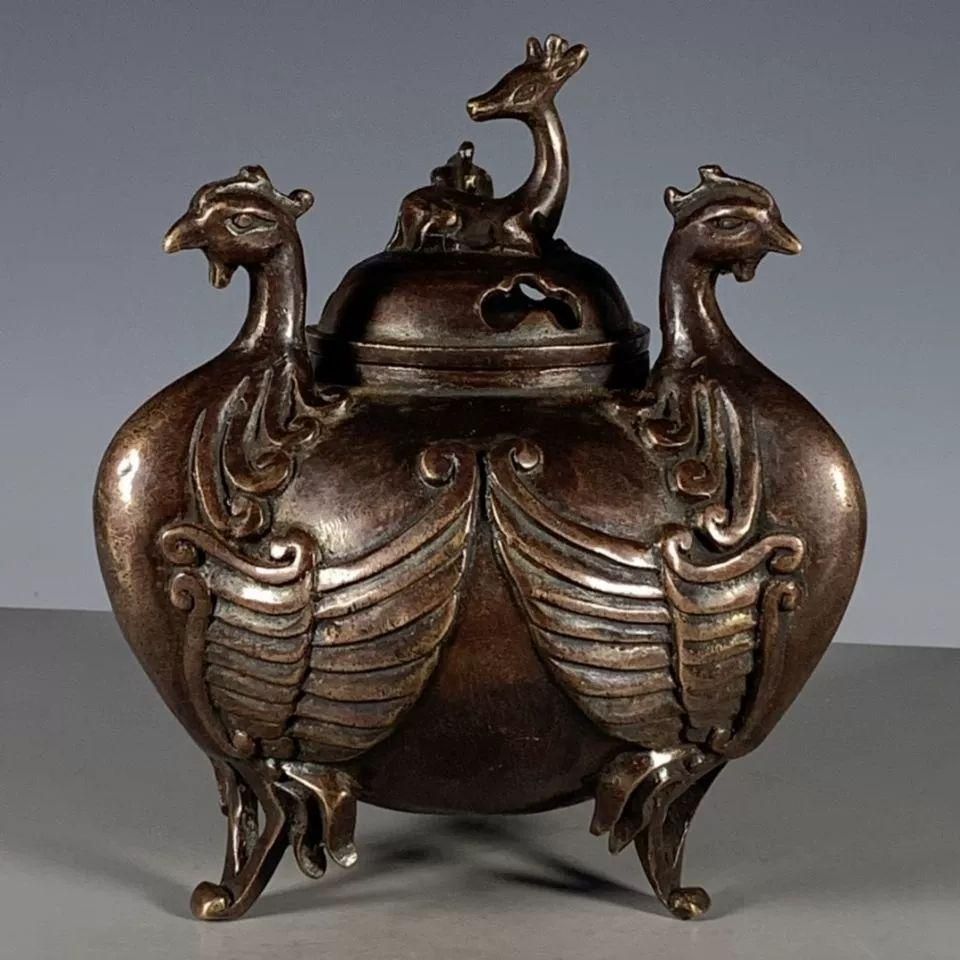 銅器 三足鼎 三鳳朝陽香炉 香道具 装飾品 現代工芸品 美術品 置物 銅器 三足鼎 三鳳朝陽香炉 香道具 装飾品 現代工芸品 美術品 置物