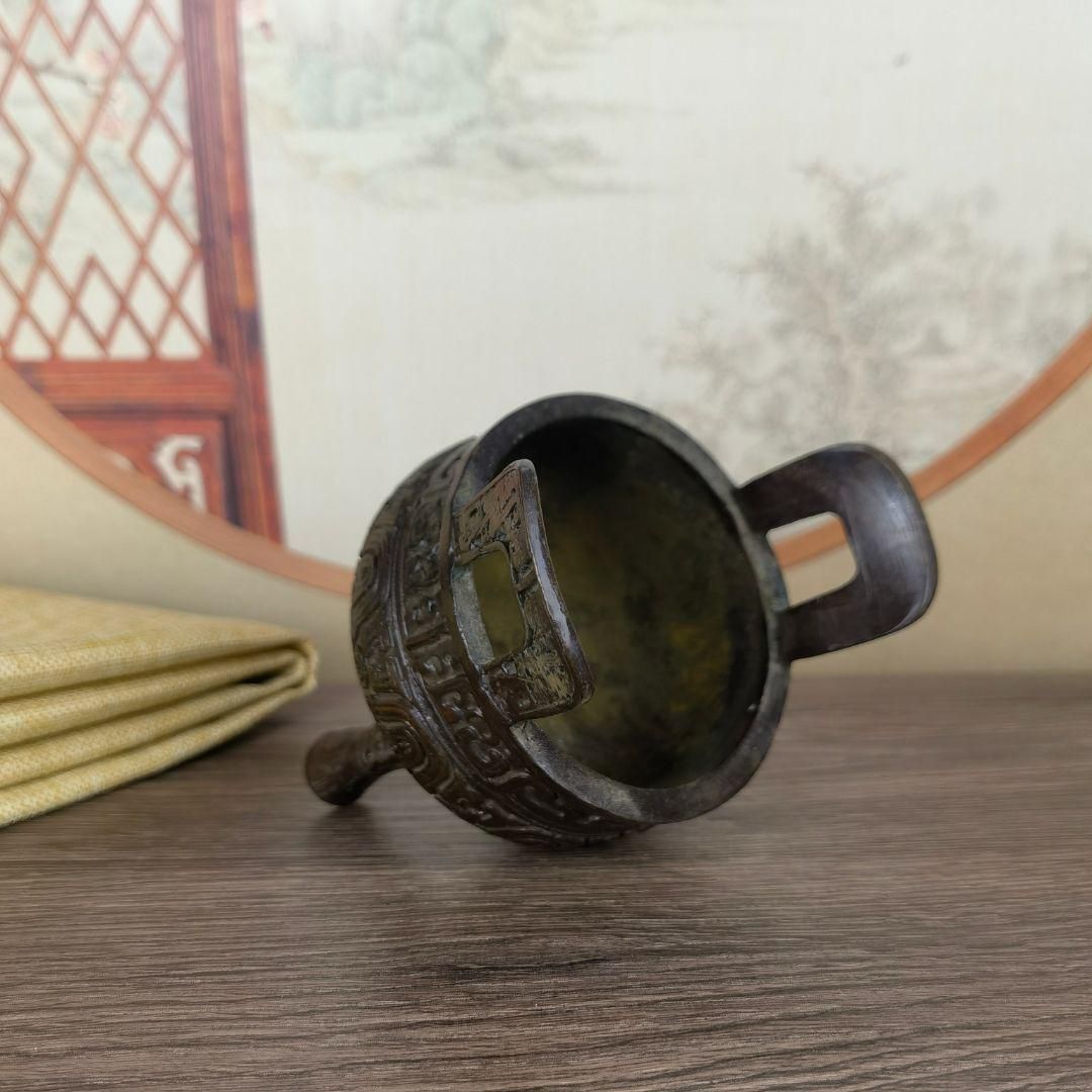 香炉 三足双耳銅鼎 線香炉 仏堂供養炉 装飾品 工芸品 置物 - メルカリ