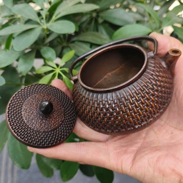 銅器 禅字波点提梁茶壺 酒壺 茶道具 工芸品 置物 - メルカリ