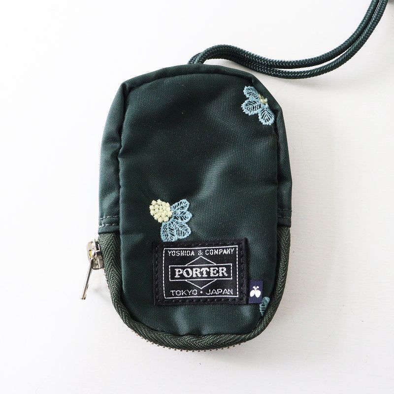 ミナペルホネン mina perhonen × ポーター PORTER EV 1566 light berry KEY CASE - COIN PURSE グリーン┃