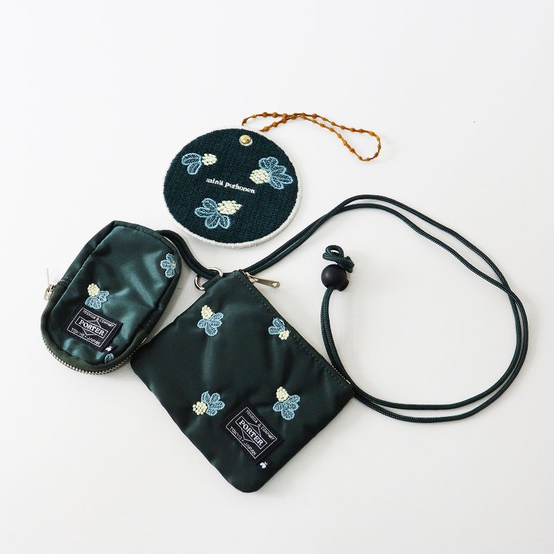 人気 ミナペルホネン mina perhonen × ポーター PORTER EV1566 light berry KEY CASE - COIN PURSE グリーン┃ 2400014692716