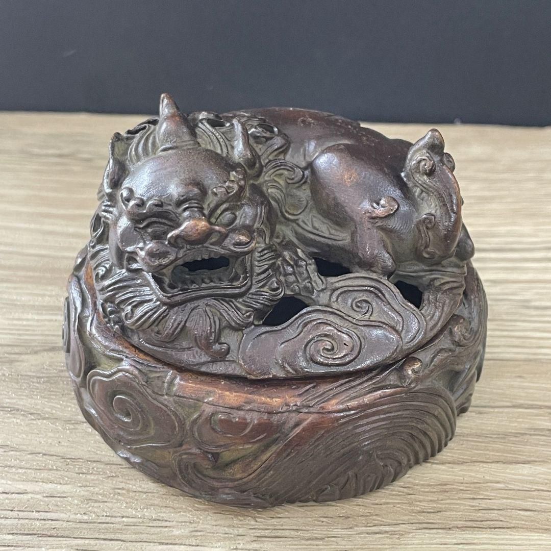 銅器 香炉 祥雲瑞獣文様薫香炉 香道具 茶道薫炉 茶道具 装飾品 工芸品