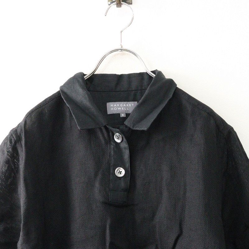  2025 SS マーガレットハウエル HOWELL LINEN AIRTEX SHIRT リネン エアテックス シャツ 2｜ブラック アンサンブル トップス
