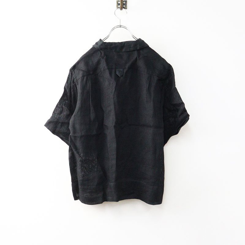 2025SS マーガレットハウエル MARGARET HOWELL LINEN AIRTEX SHIRT リネン エアテックス シャツ 2|ブラック 2400014661842