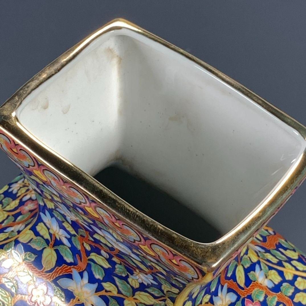 パステル蒔絵花鳥四方花瓶 景徳鎮 陶磁器 装飾品 現代工芸品 美術品 置物 パステル琺瑯彩花鳥蒔絵四方尊瓶 景徳鎮 陶磁器 装飾品 現代工芸品