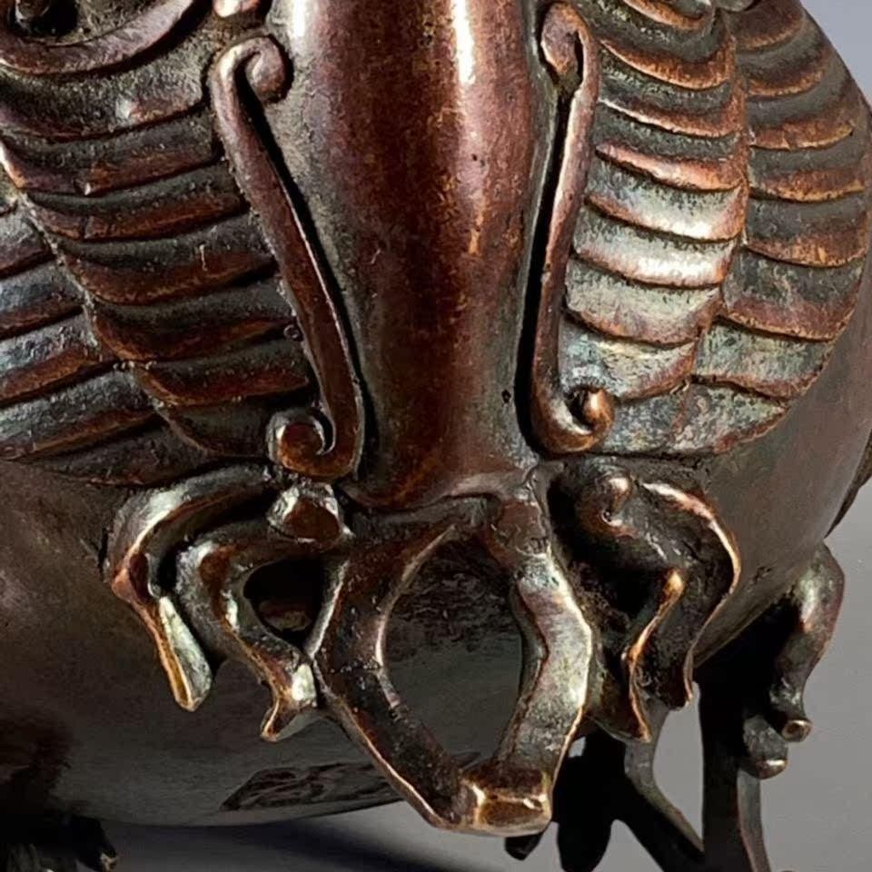 銅器 三足鼎 三鳳朝陽香炉 香道具 装飾品 現代工芸品 美術品 置物