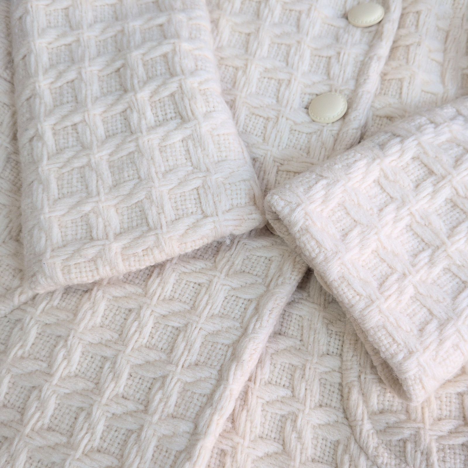 【美品】マックスマーラ ロングコート ツイード 38 ウール100% ホワイト 人気✨️MaxMara マックスマーラ Max＆Co. マックスアンドコー