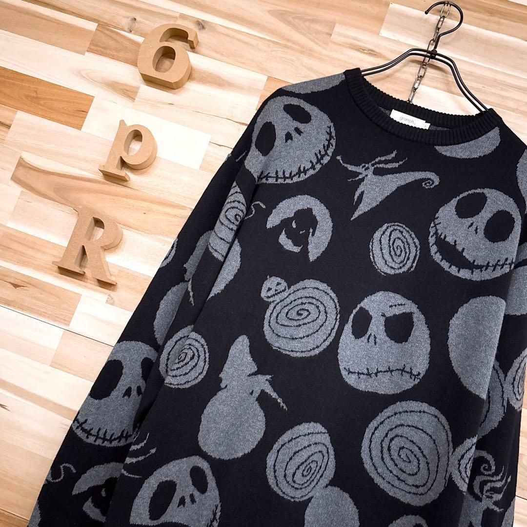 グラニフ×ナイトメアービフォアクリスマス コラボ セーターS 黒ブラック