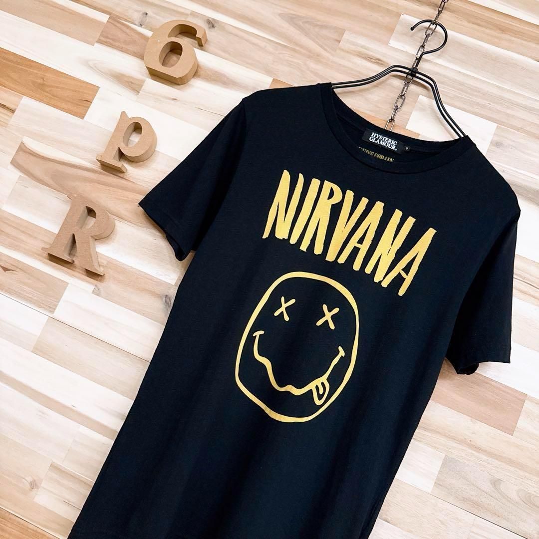【ヒステリックグラマー×ニルヴァーナ】コラボ スマイル ロゴ 半袖TシャツS 黒 ヒステリックグラマー×ニルヴァーナ】コラボ スマイル ロゴ 半袖T