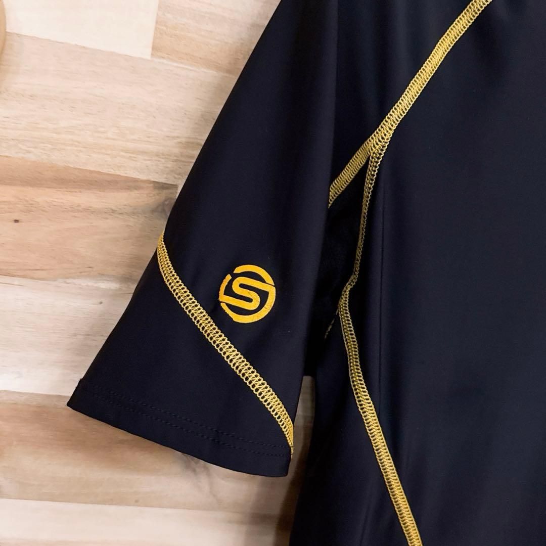 【スキンズ】コンプレッション インナーウェア 半袖Tシャツ スポーツ L 黒×黄 スキンズ】コンプレッション インナーウェア 半袖Tシャツ スポーツ L