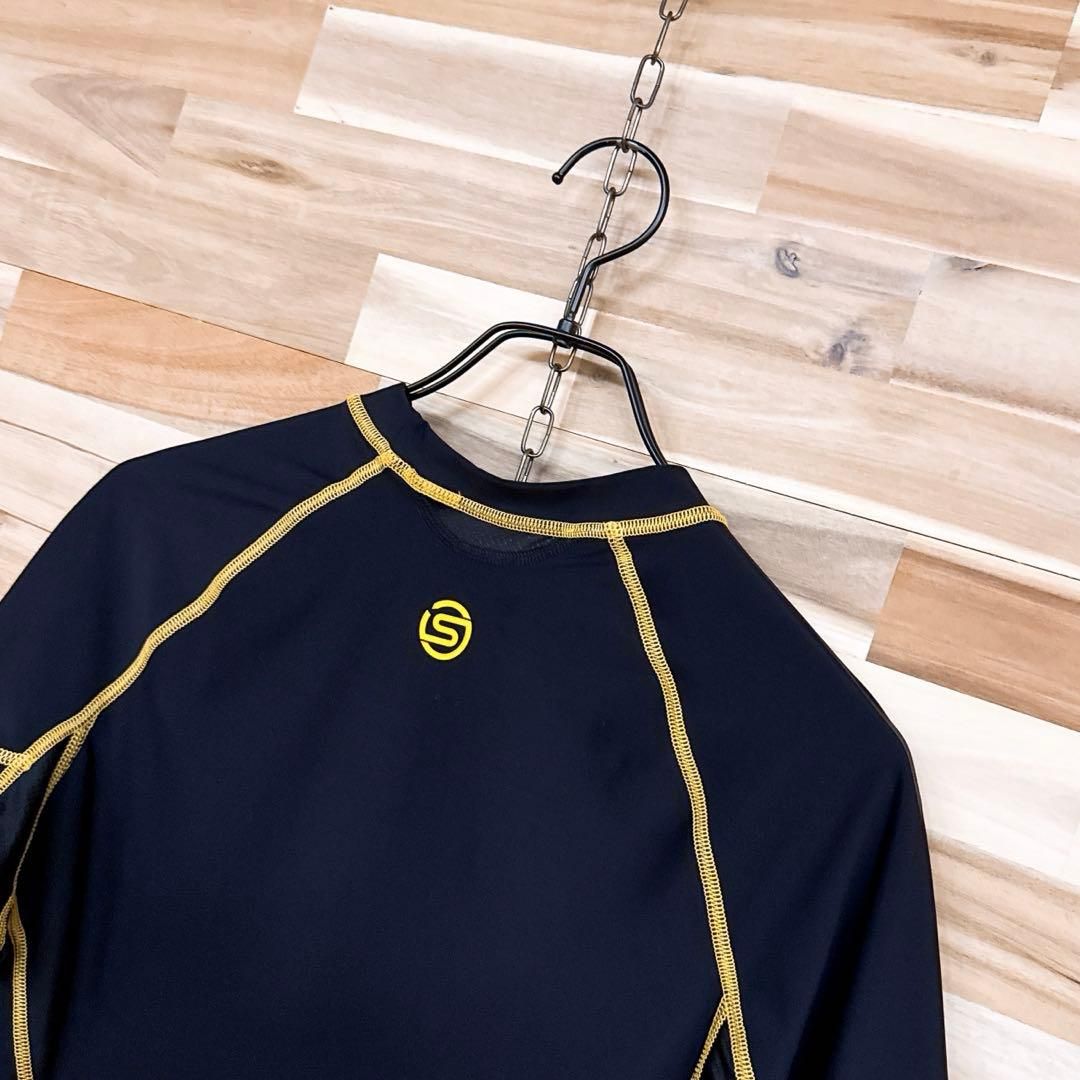 【スキンズ】コンプレッション インナーウェア 半袖Tシャツ スポーツ L 黒×黄 スキンズ】コンプレッション インナーウェア 半袖Tシャツ スポーツ L