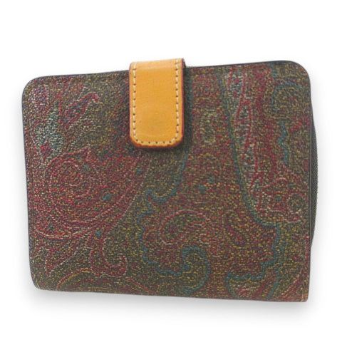 エトロ ETRO 2つ折り財布 ペイズリー柄 ボルドー系 ジップ コンパクト