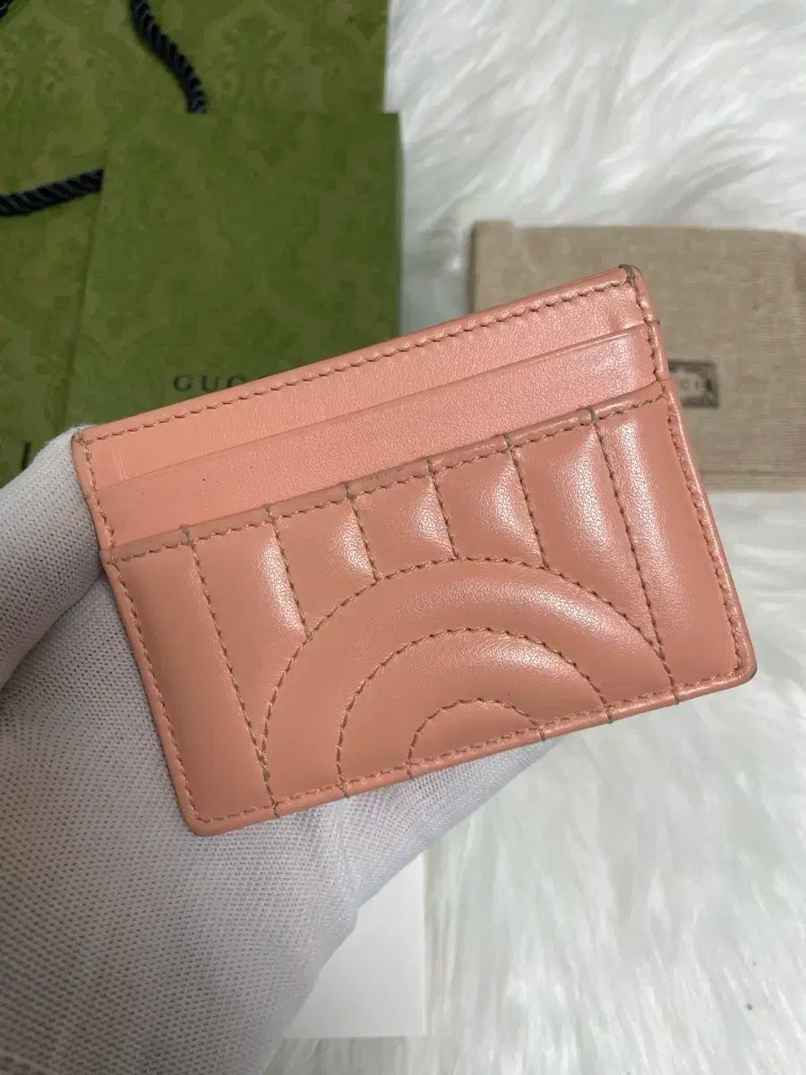 フルセット デパート グッチ マーモント マトラッセ カードウォレット ピンク