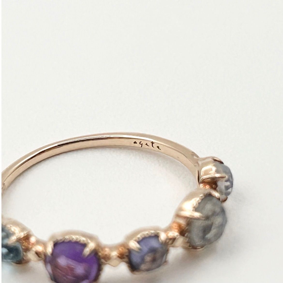 美品 9号 agete アガット K10 マルチストーン リング 指輪 マルチ