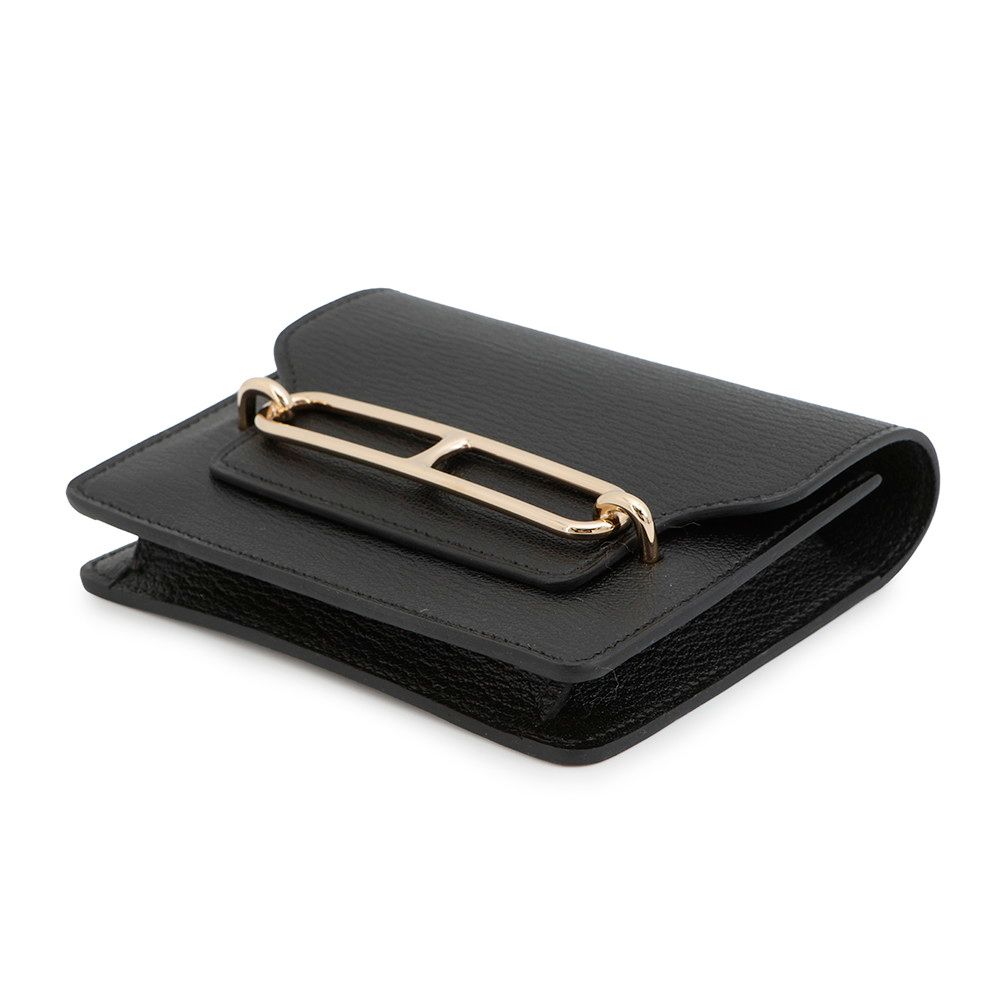 エルメス 財布 ロウリス ルリ スリム ブラック ゴールド金具 シェブルミゾル U刻印 黒