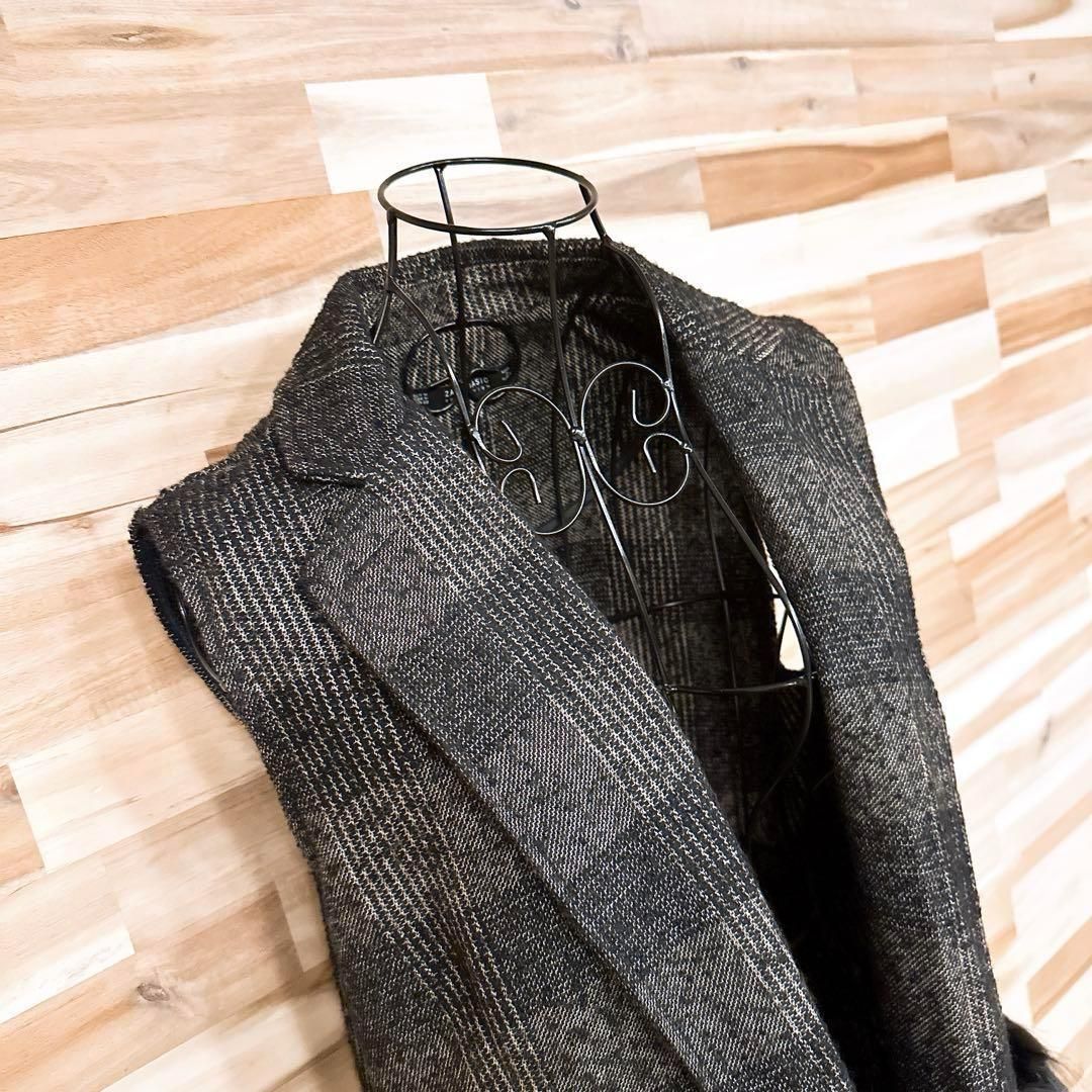 お楽しみに。 ザラ ウール テーラード ロング ベスト チェック柄 M ベージュ×黒 人気ブランドの新作も！