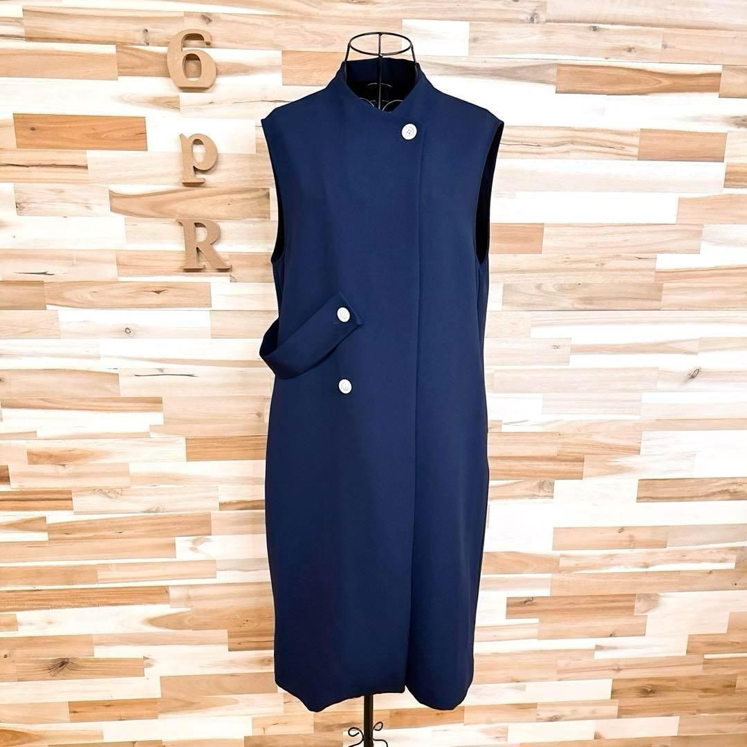  マイクローゼット アシンメトリー ボンディング ロング ベスト ジレ 紺×白 ベスト ジレ ベスト ジレ ビスチェ
