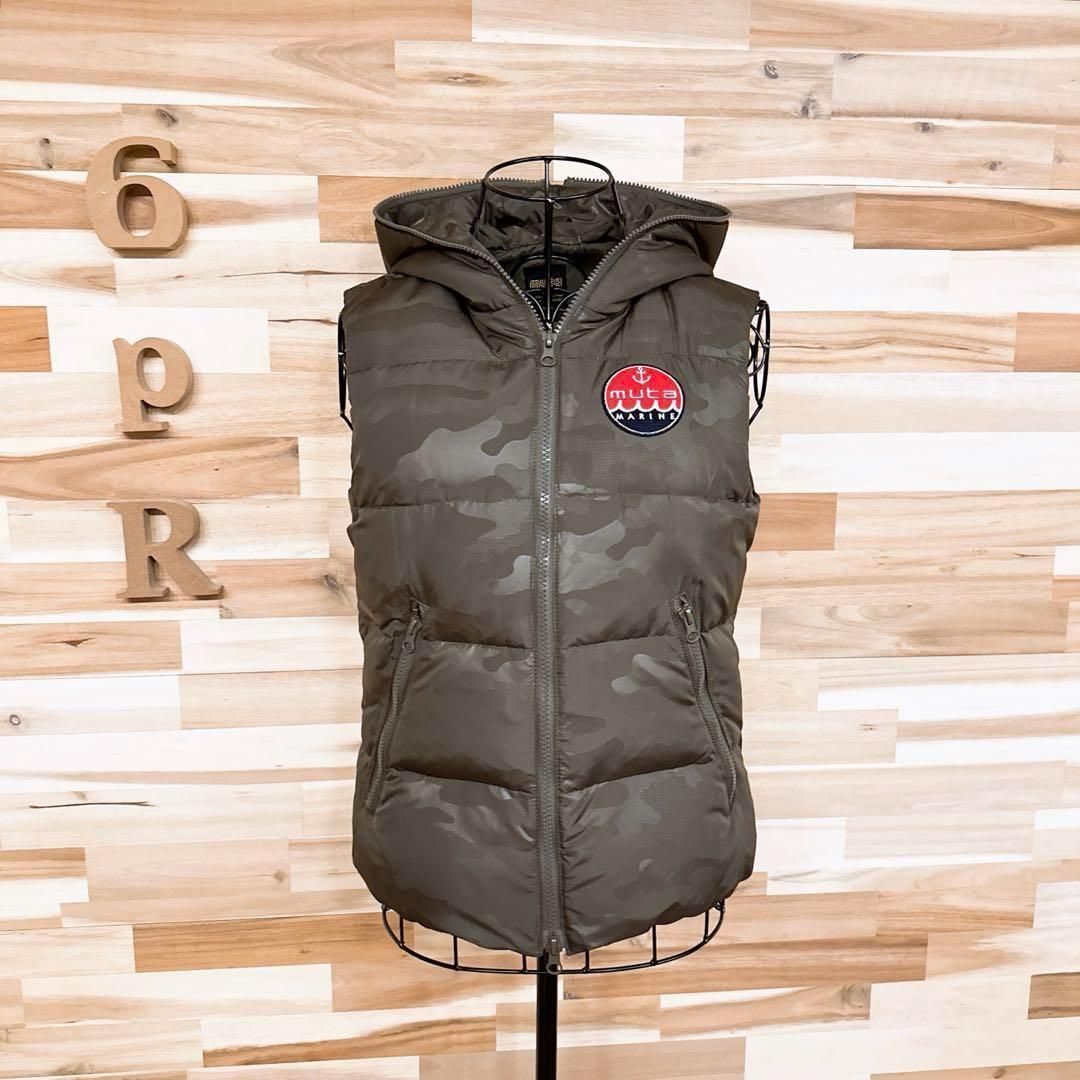美品【ムータマリン】フェザー ダウン ゴルフ ベスト 迷彩カモ柄 M