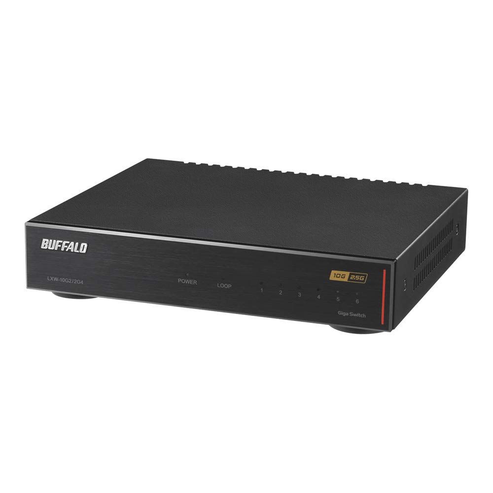バッファロー BUFFALO 10GbE 2.5GbE対応 金属筐体 AC電源 6ポート ブラック スイッチングハブ LXW-10G2 2G4 単品