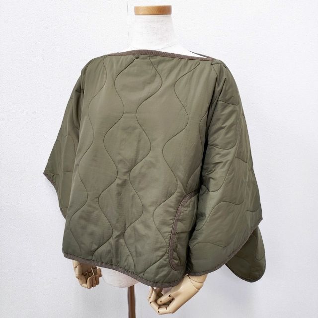 45R 45rpm ナイロンリップのキルトポンチョ 定価19800円 中綿 ポンチョ カーキ レディース フォーティーファイブアールピーエム 5-1102T∞