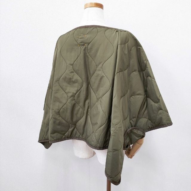 45R 45rpm ナイロンリップのキルトポンチョ 定価19800円 中綿 ポンチョ カーキ レディース フォーティーファイブアールピーエム 5-1102T∞