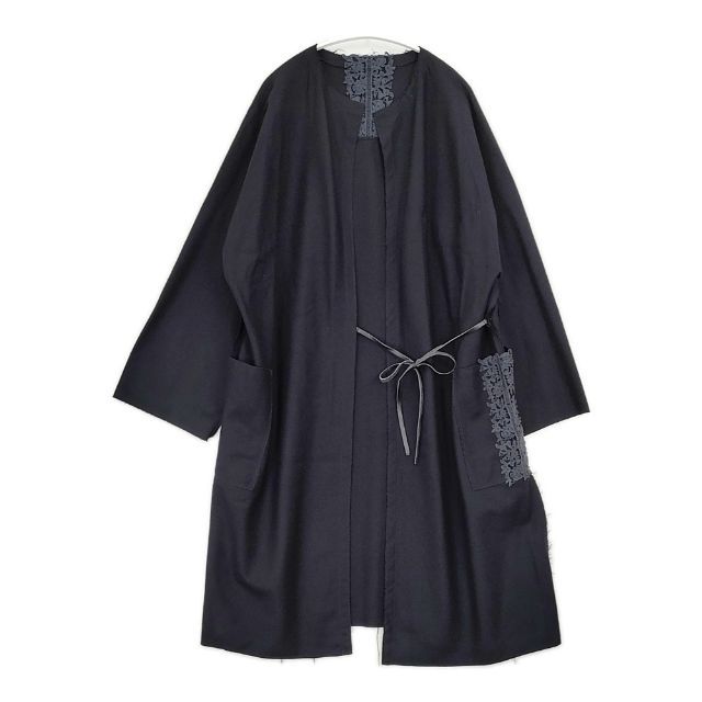 ANTIPAST ウール 刺繍 レース ガウン 羽織 コート ブラック レディース アンティパスト 5-1102T∞