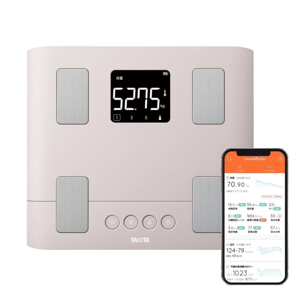 タニタ 体重計 体組成計 スマホ連動 50g単位 バックライト BC-332L PK ピンク 子供の成長を見守る アドバンス スモーキーピンク