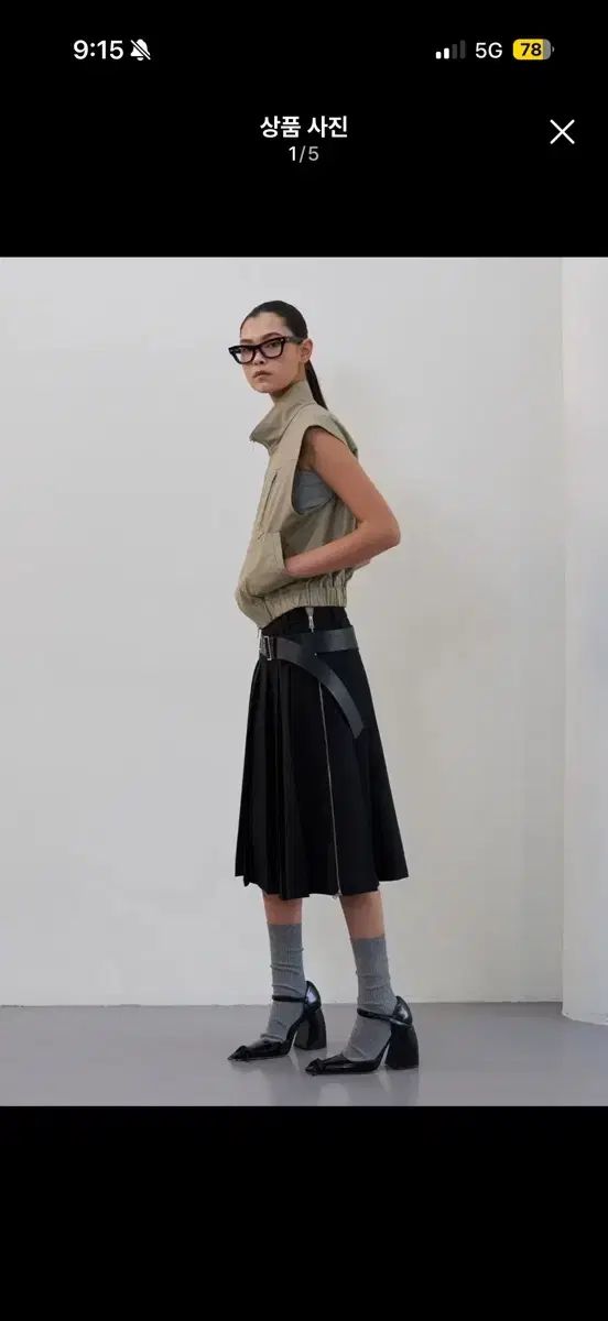 Lcdc tm ジッパー プリーツ ミディ スカート ブラック SS