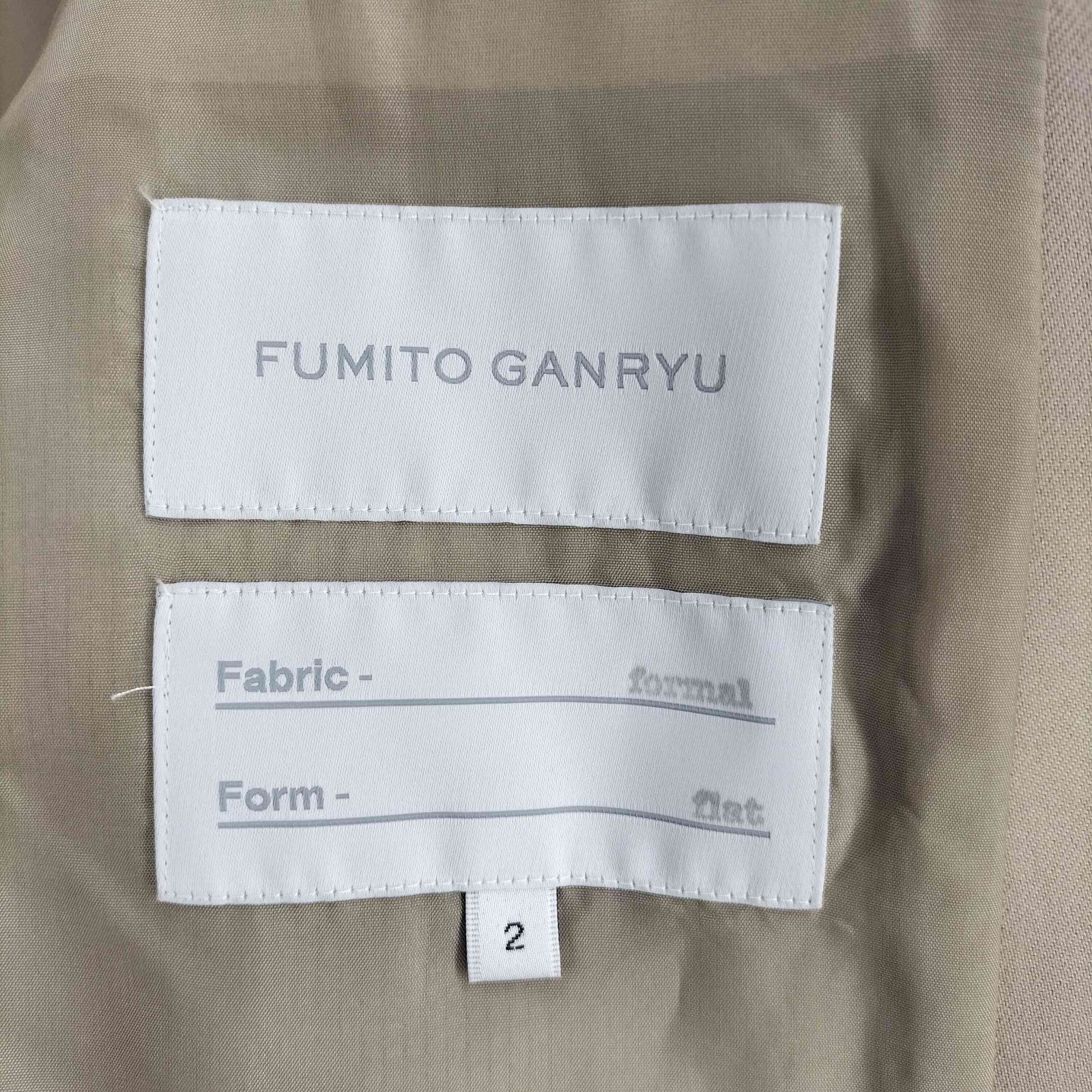 フミトガンリュウ FUMITOGANRYU 22SS Flattened Jacket メンズ FREE