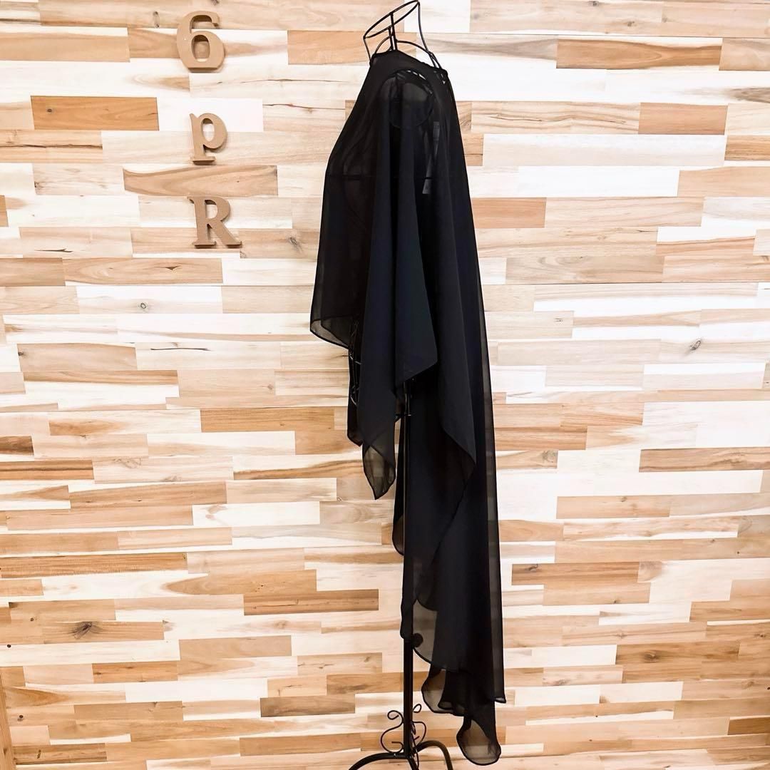 伝達力のある ザラ アシンメトリー シアー ケープ レイヤード M 黒ブラック