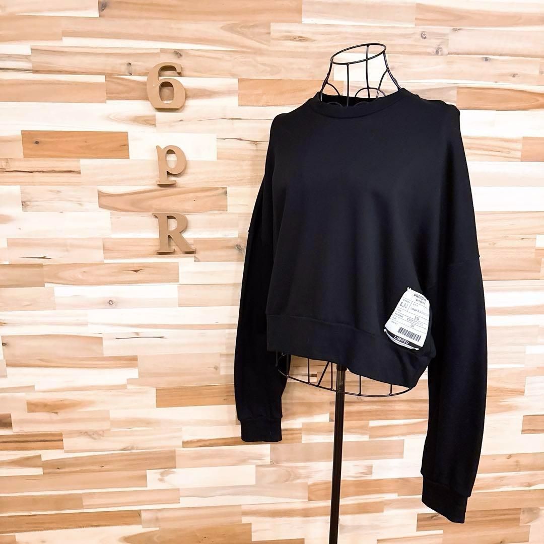 稀少 リミフゥ プロダクト タグ パッチ トレーナー スウェット 黒×白