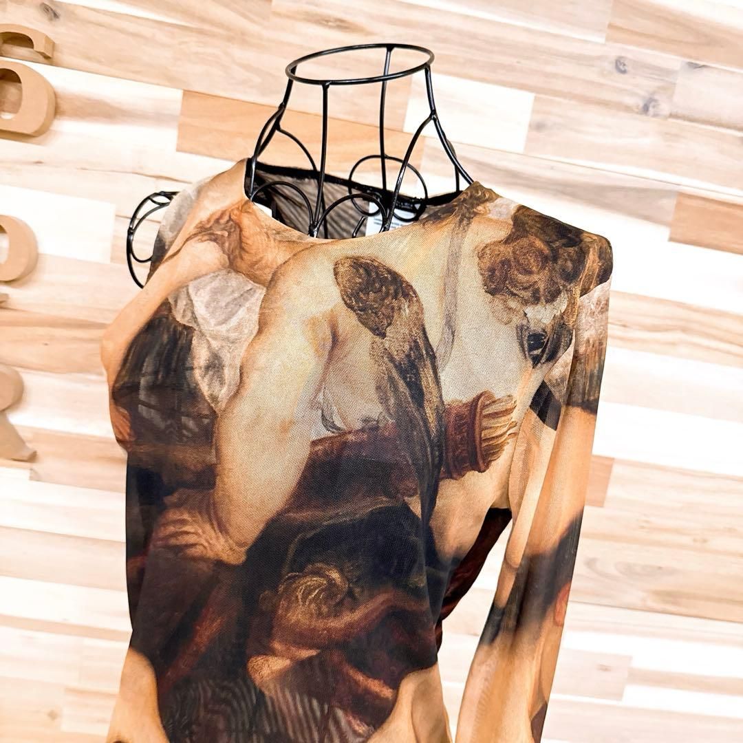 ザラ×ランベルトスストリス チュール アシンメトリー カットソー L 茶