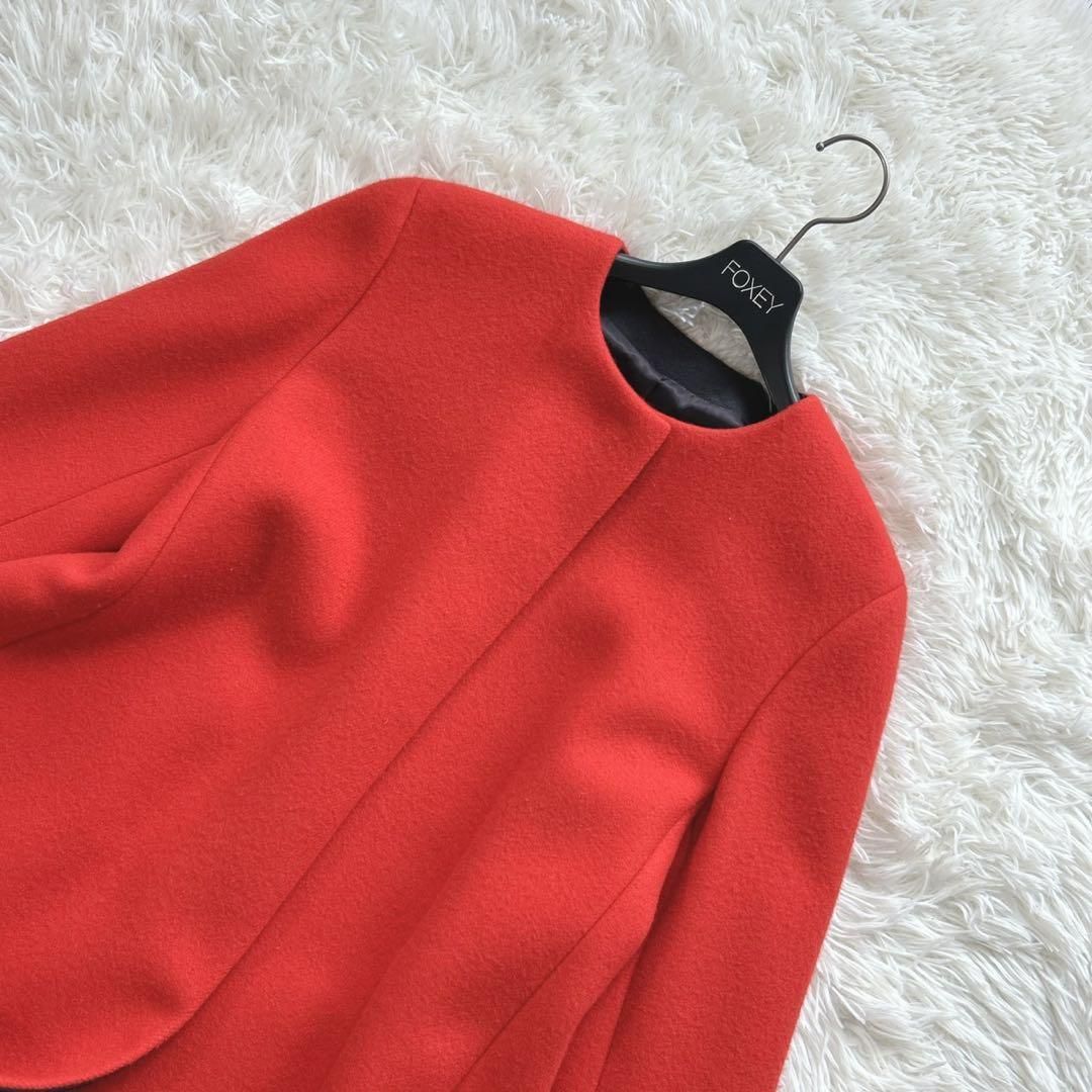 ATON エイトン ノー ケープコート ロングコート Aライン フ ラグランウール レッド 2 Mサイズ