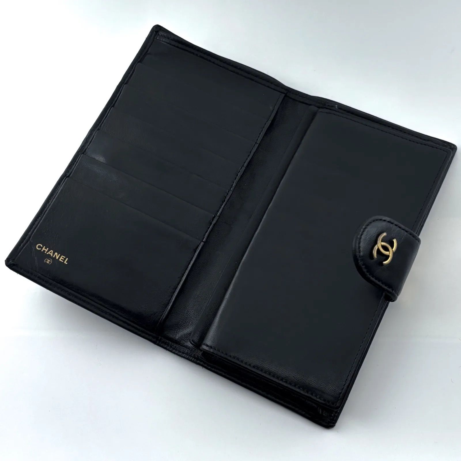 美品　CHANEL Wホック財布　ビコローレ　　黒　がま口 シャネル □美品□ ビコローレ がま口 二つ折り 長財布 ウォレット