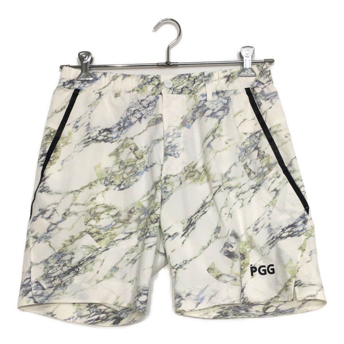  メンズ ピージージー PGG ショートパンツ 4(M) 白 ホワイト 総柄 マーブル柄