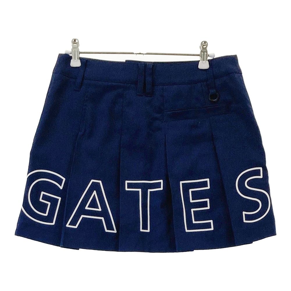 サイズ 0 PEARLY GATES パーリーゲイツ プリーツスカート ストライプ柄 ネイビー系 ゴルフウェア レディース ストスト