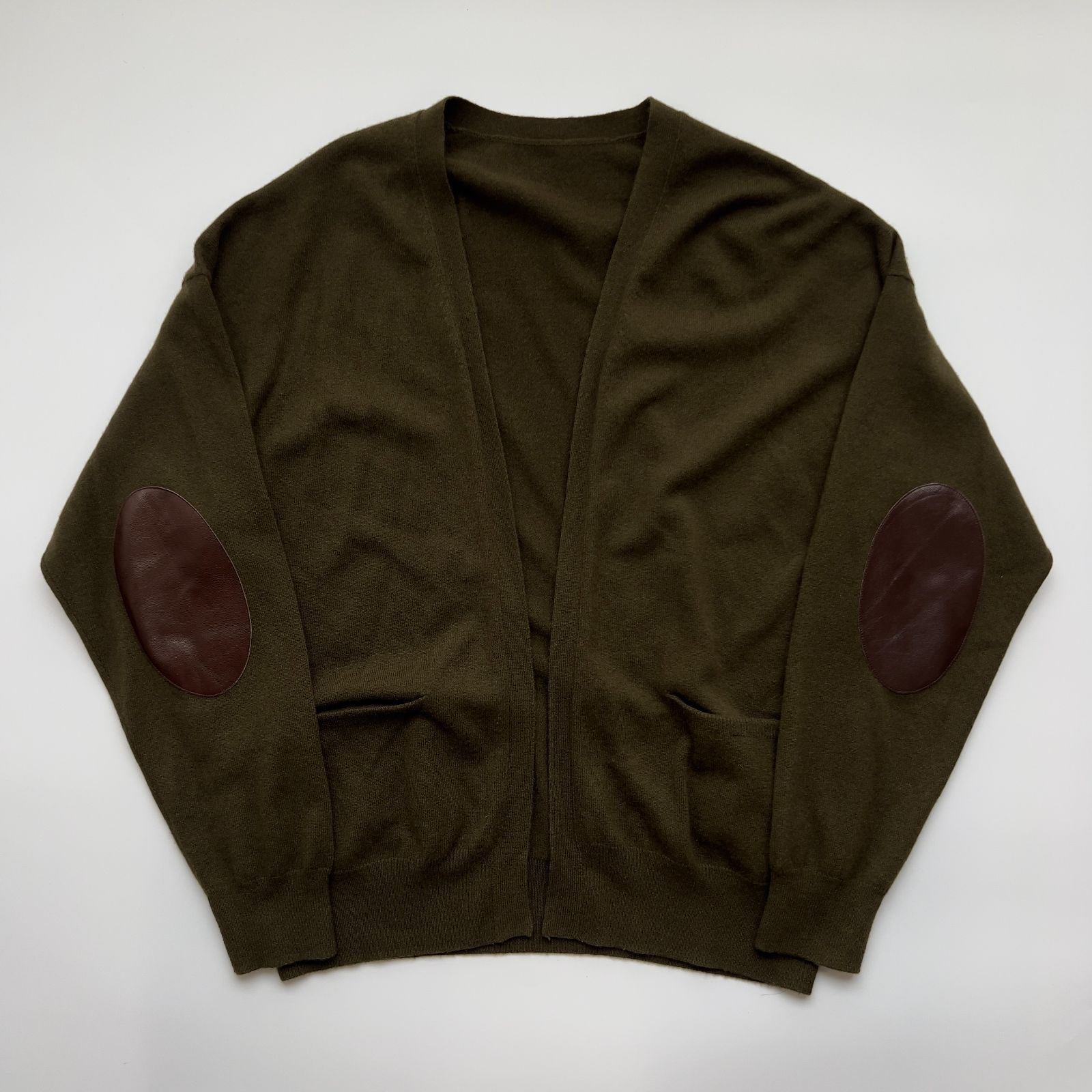 cash-barba キャッシュアンドバルバ 100%カシミヤ 肘パッチ カーディガン サイズ3 古着