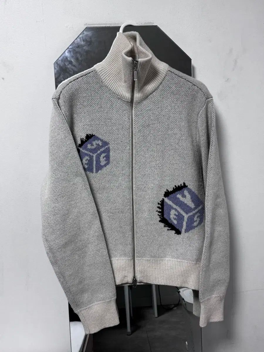 YESEYESEE DICE ENTWURF フール ジップアップ ニット カーディガン