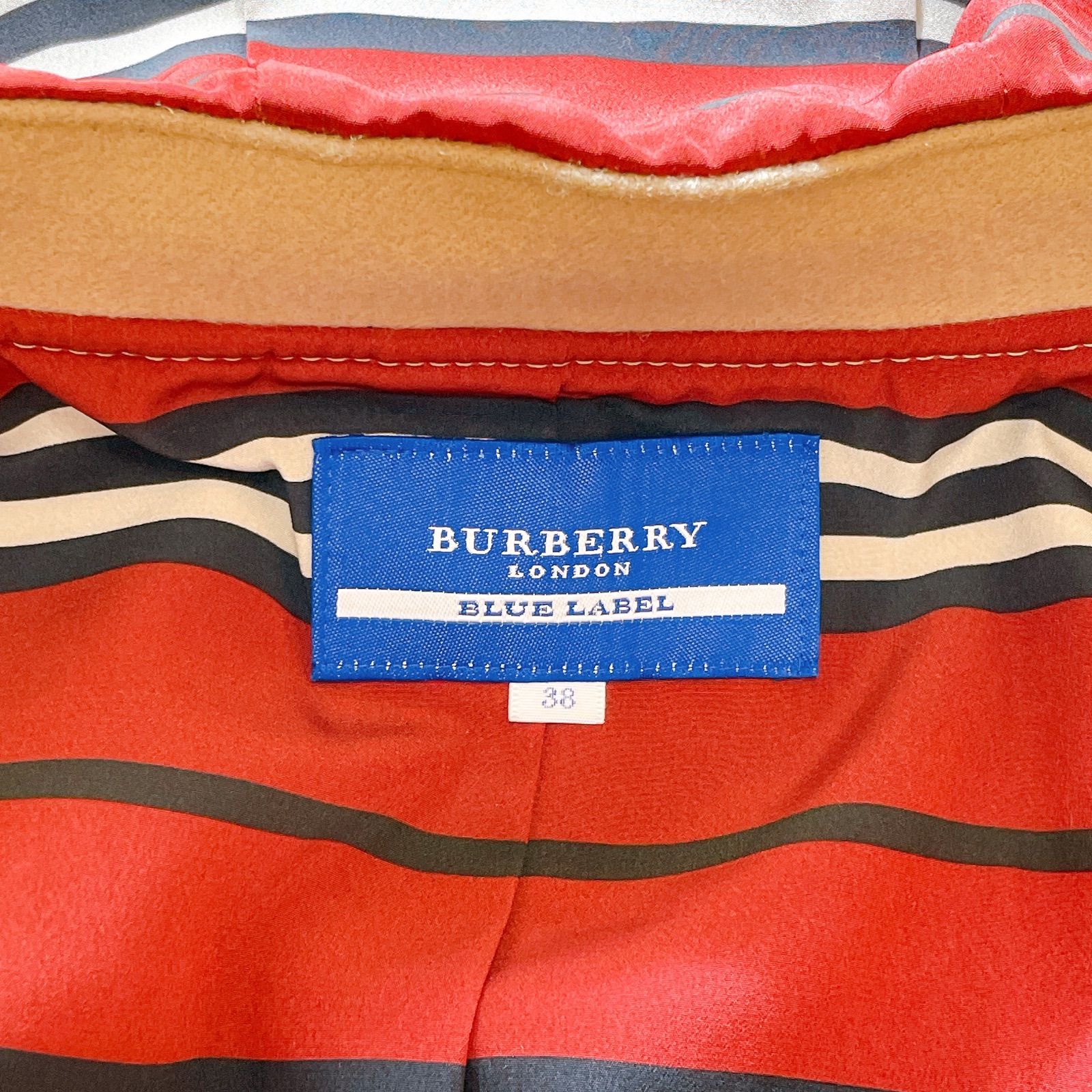 バーバリージャケット38サイズ バーバリーブルーレーベル ファーコート ノバチェック ジャケット