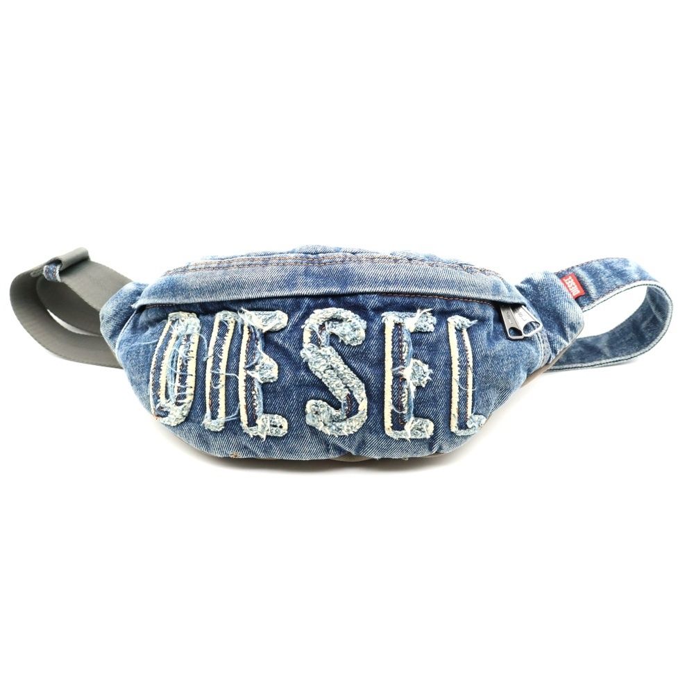 DIESEL ディーゼル ロゴデザイン ダメージ加工 デニムボディーバック インディゴ X09766