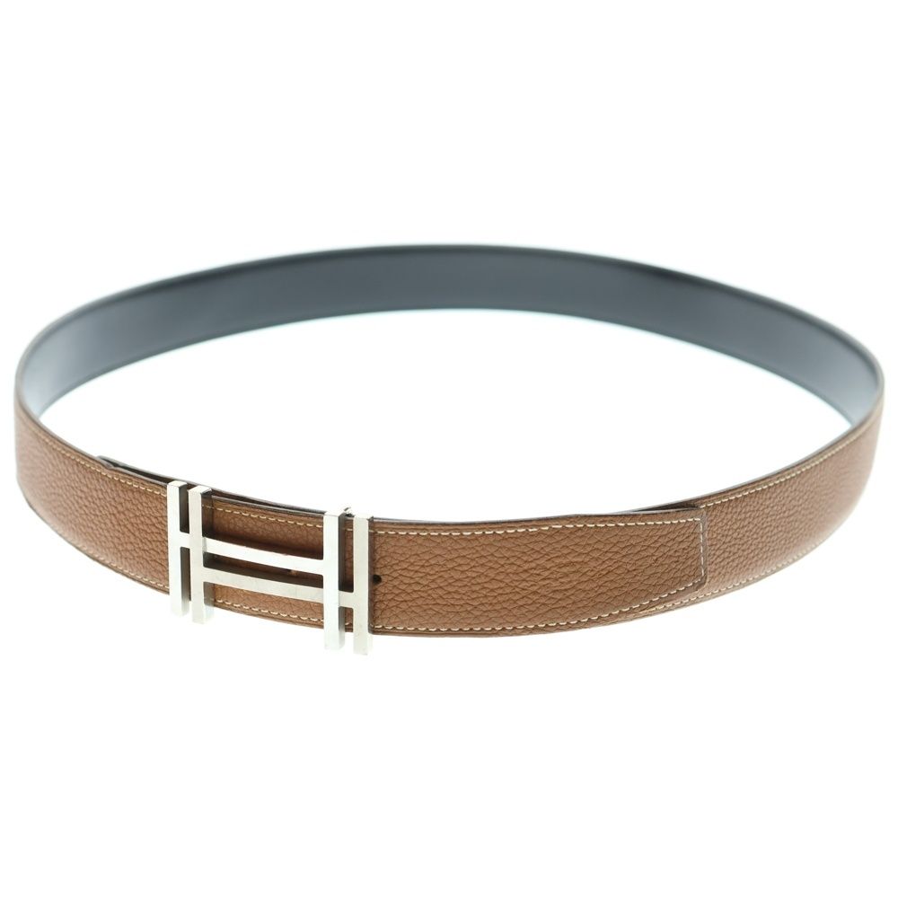 HERMES エルメス H オ カレ リバーシブル 32 レザーベルト ブラック ブラウン X刻印