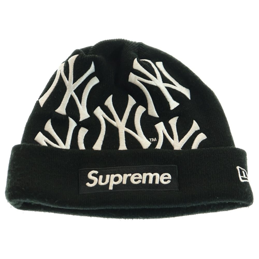 SUPREME シュプリーム 21AW ×NEW ERA New York Yankees Box Logo Beanie ニューエラ ニューヨークヤンキース ボックスロゴ ビーニー 帽子 ブラック